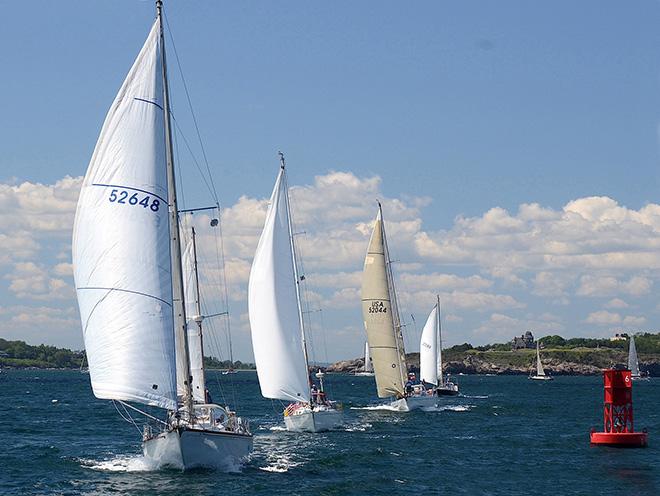 Whisper heads out of Newport in the Cruiser Division start. In 2012 there were 166 boats in 17 classes and 6 divisions. In 2014 there are 165 boats in 5 divisions with classes yet to be split. There are no entries in the Open Devision © Talbot Wilson